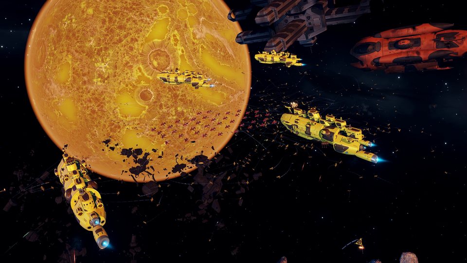 A fleet closing on a world